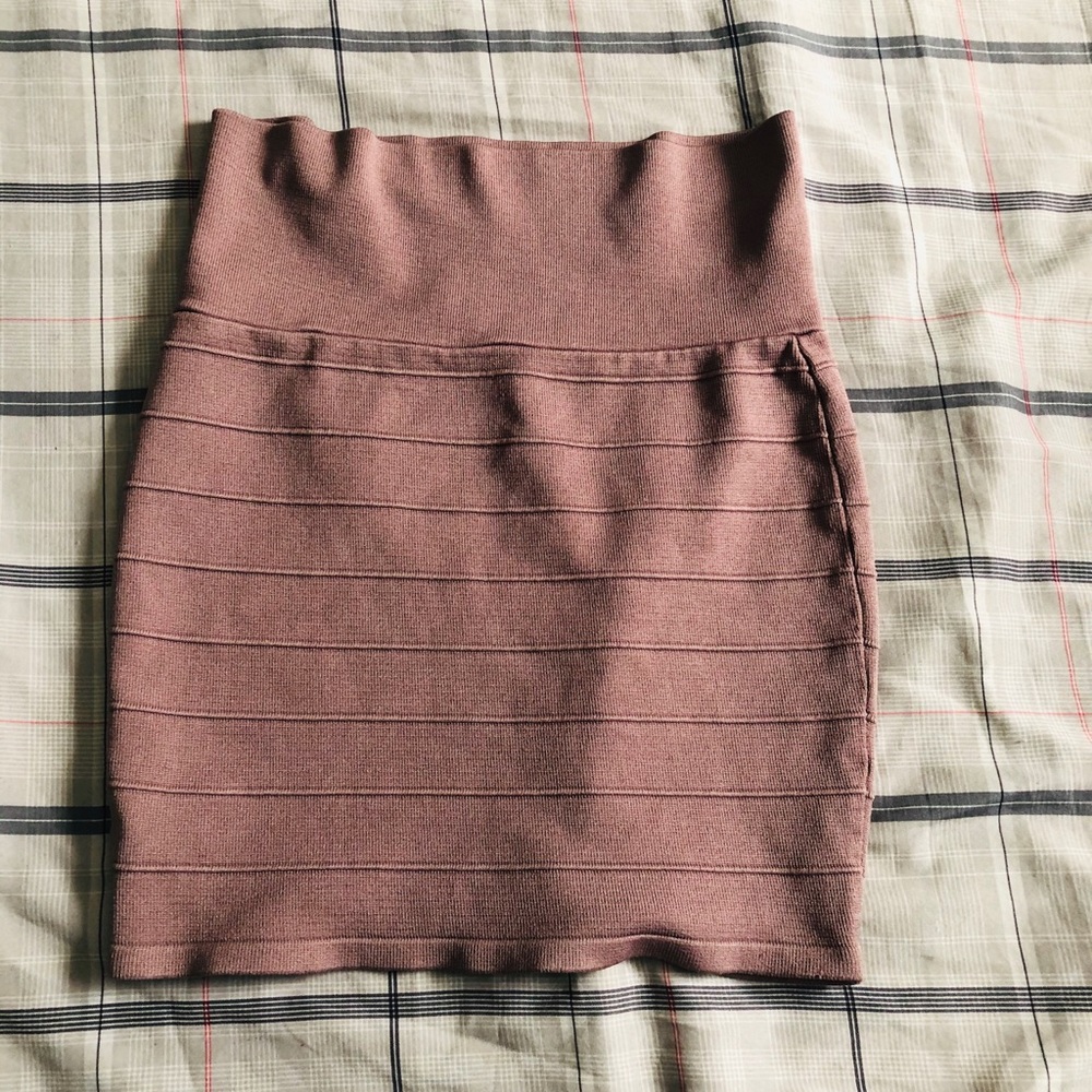 Beige Colored Bodycon Mini Skirt